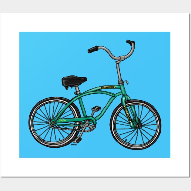 Beach Cruiser - TEAL Wall Art by mcillustrator